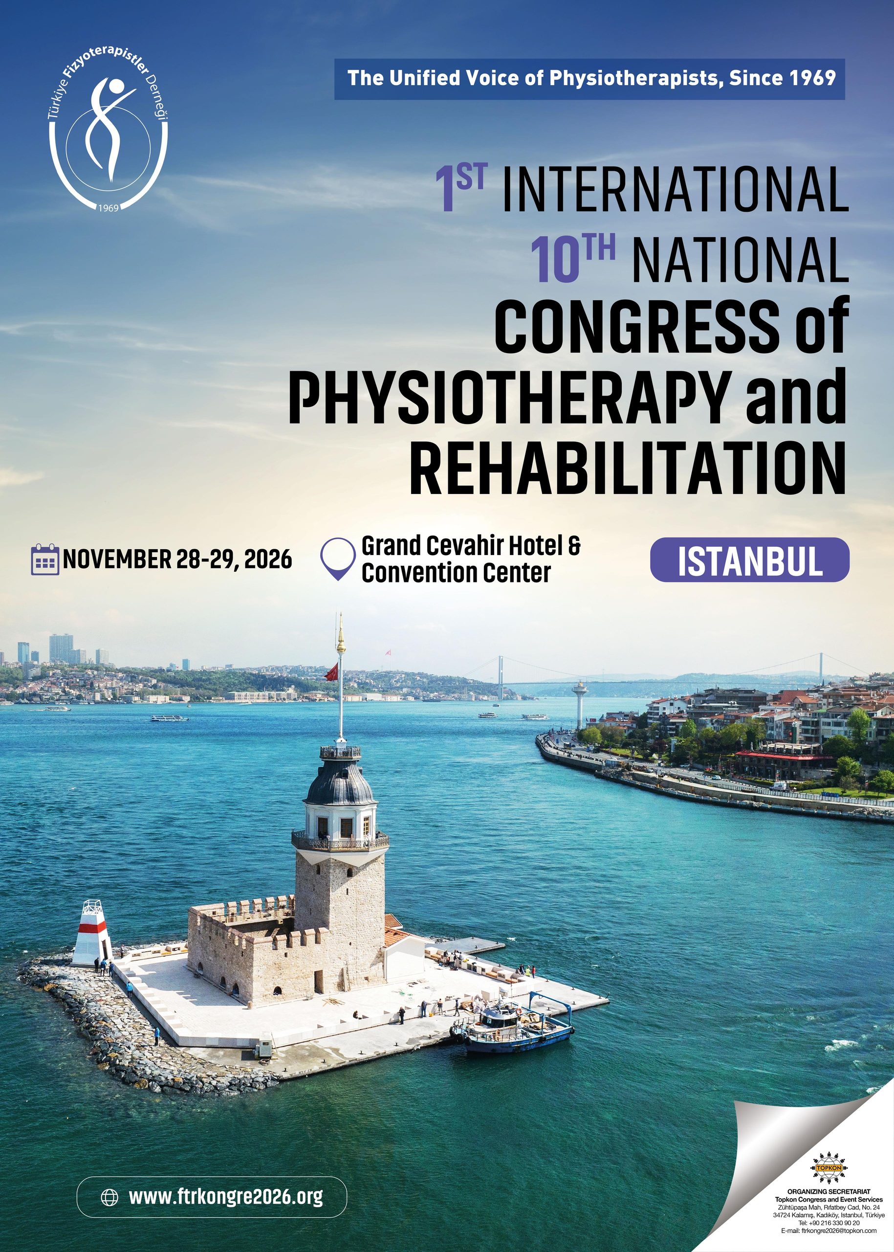 1st International 10th National Congress of Physiotherapy and Rehabilitation Poster - November 28-29 2026 Istanbul